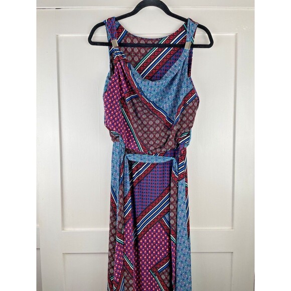 Calvin Klein Tank Maxi Sundress Women's Medium Grecian Geometric Print with Belt - Picture 16 of 16